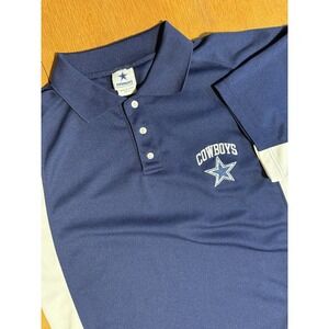 Dallas Cowboys Authentic Apparel Polo Shirt Men's L Navy White NFL Embroidered